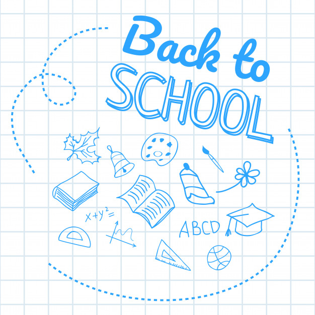 626x626 Back To School Lettering On Squared Paper With Hand Drawings - Back To School Drawings