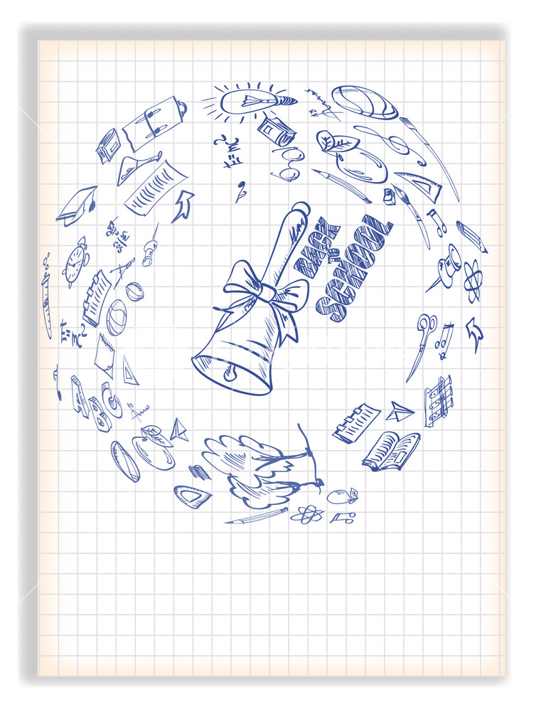 751x1000 Back To School White Background With Drawings On The Theme - Back To School Drawings