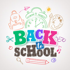 240x240 Welcome Back To School Vector Design With Colorful Text - Back To School Drawings