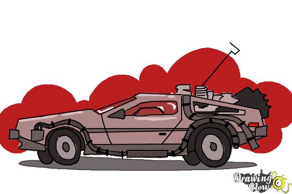 600x400 how to draw the delorean time machine from back to the future - Back To The Future Drawing
