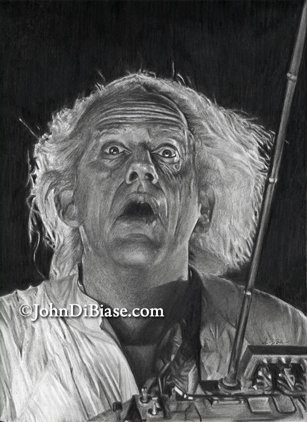 600x825 pencil drawing of christopher lloyd as doc brown in back - Back To The Future Drawing