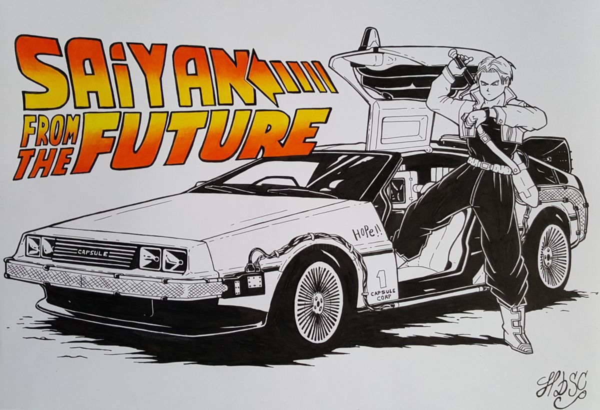 Saiyan From The Future Drawing - Back To The Future Drawing. 