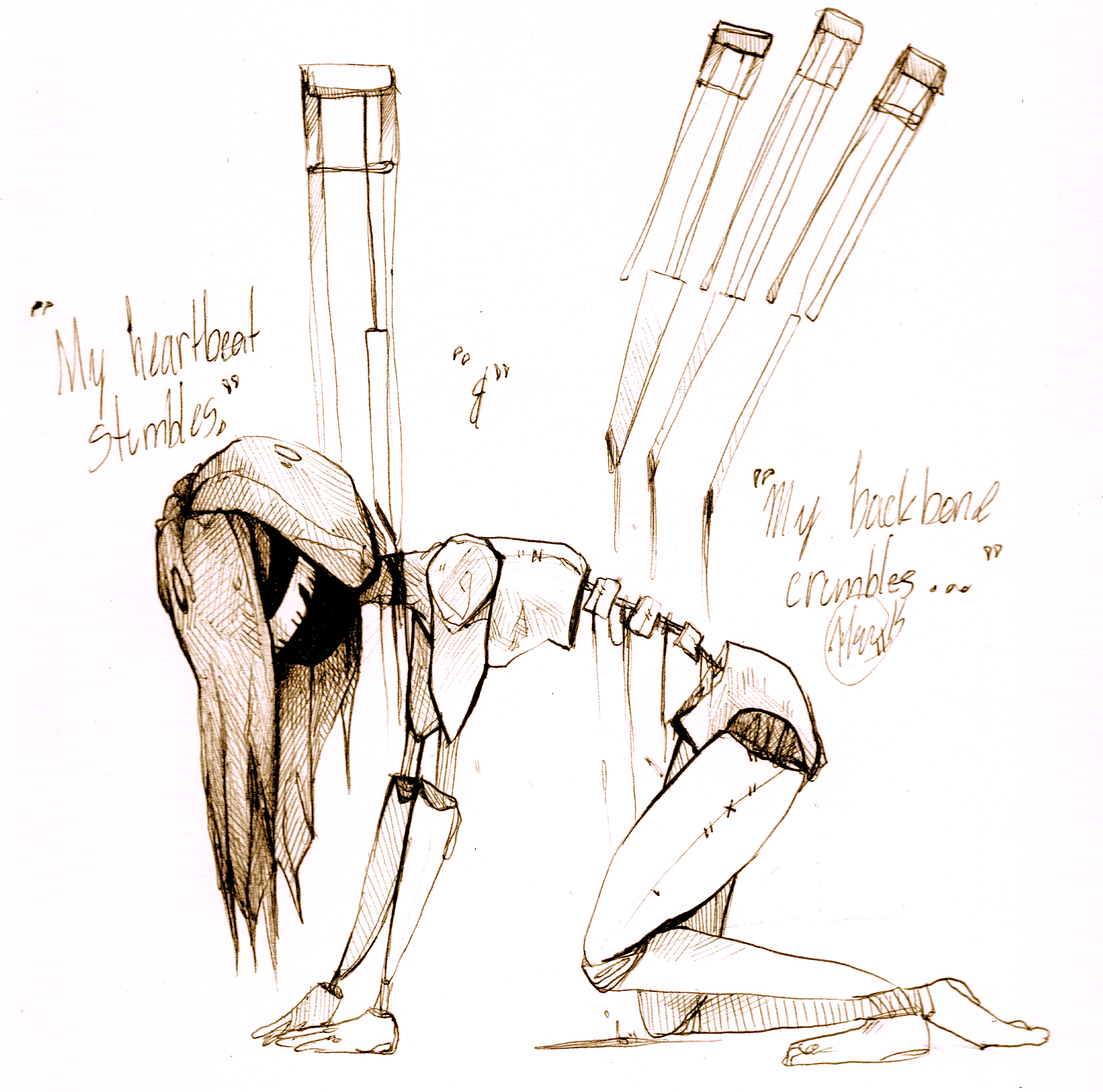 2289x2265 My Heartbeat Stumbles And My Backbone Crumbles - Backbone Drawing