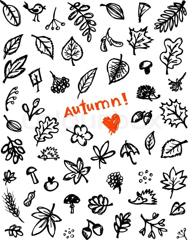 629x800 Autumn Background, Sketch Drawing For Stock Vector Colourbox - Background Design Drawing