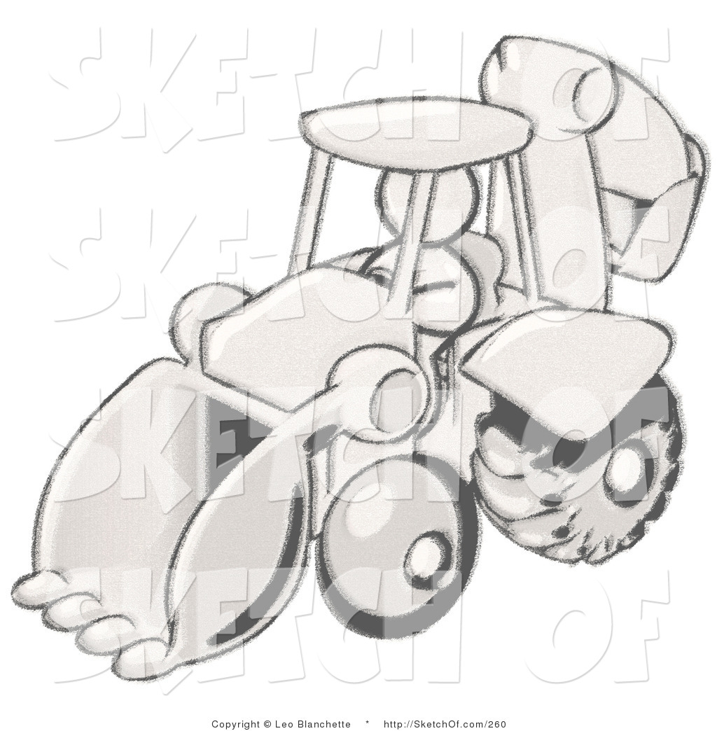 1024x1044 Drawing Of A Sketched White Design Mascot Man Operating A Yellow - Backhoe Drawing