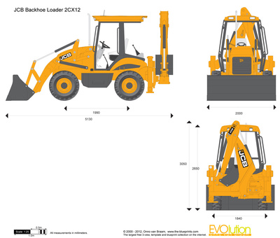 400x340 Jcb Backhoe Loader Vector Drawing - Backhoe Drawing