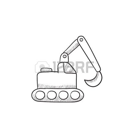 450x450 Cartoon Backhoe Excavator Vector Sketch Icon Isolated - Backhoe Drawing