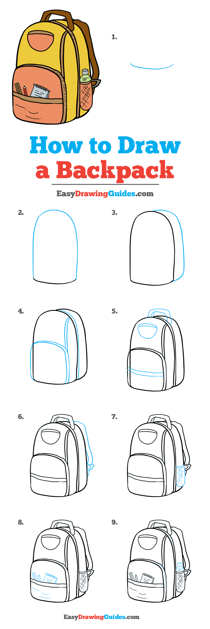 736x2199 how to draw a backpack - Backpack Drawing