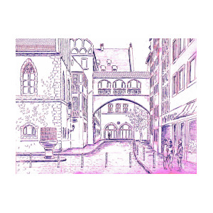 300x300 nuremberg city hall backyard drawing version painting - Backyard Drawing