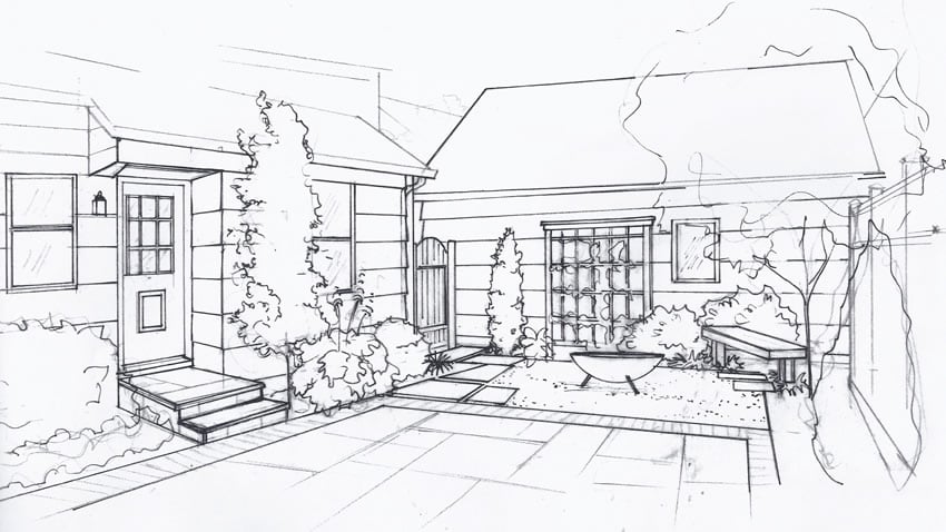 850x478 perspective drawing for a backyard design in alameda - Backyard Drawing