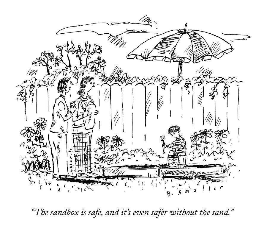 899x796 two mothers are standing in a backyard next drawing - Backyard Drawing