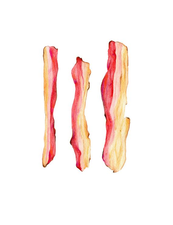 570x744 Bacon Illustration Archival Quality Print - Bacon Drawing