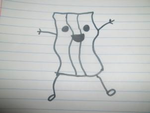 302x227 How To Draw How To Draw Dancing Bacon - Bacon Drawing