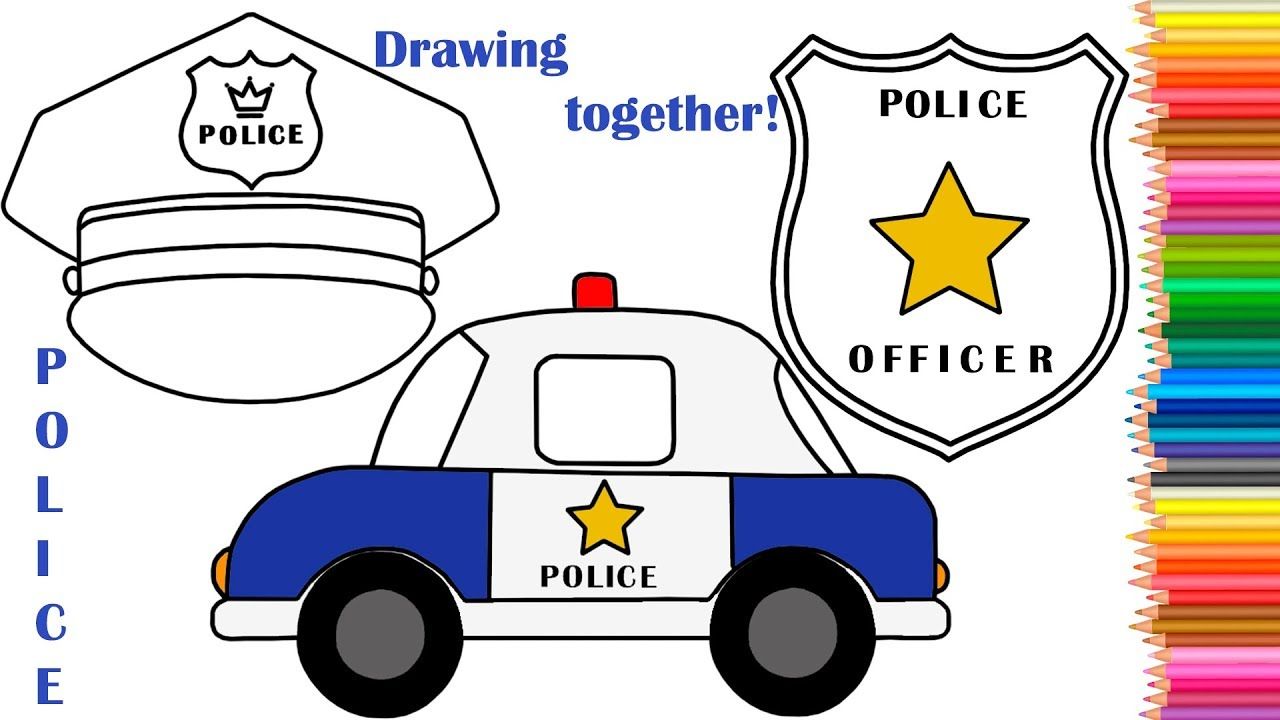 1280x720 how to draw a police car, a police cap, a police badge, drawing - Badge Drawing
