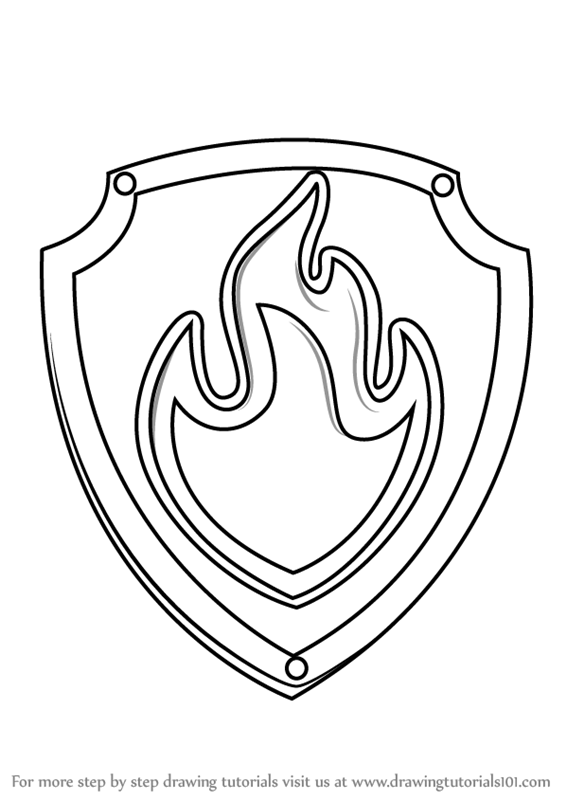 566x800 learn how to draw marshall badge from paw patrol - Badge Drawing