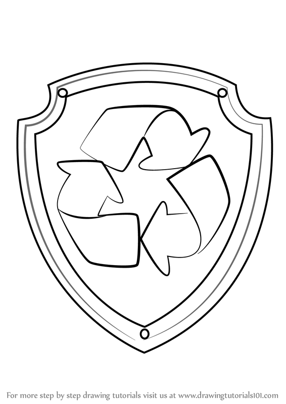 566x800 learn how to draw rocky badge from paw patrol - Badge Drawing