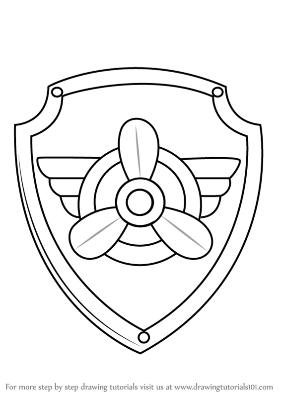 566x800 learn how to draw skye badge from paw patrol - Badge Drawing