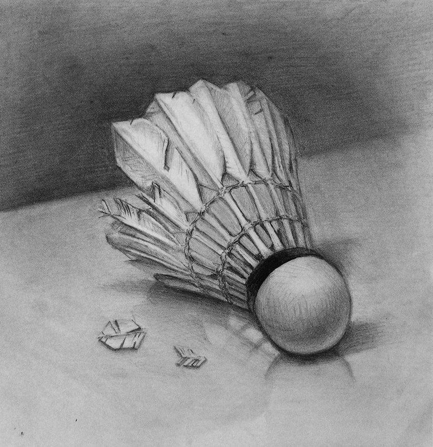880x908 shuttlecock drawing pencil still life drawing badminton - Badminton Drawing