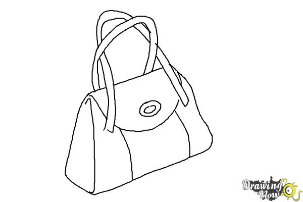 600x400 how to draw a purse - Bag Drawing