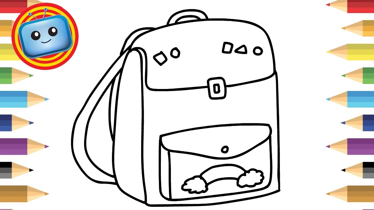1280x720 How To Draw A School Bag Colouring Book Simple Drawing Game - Bag Drawing