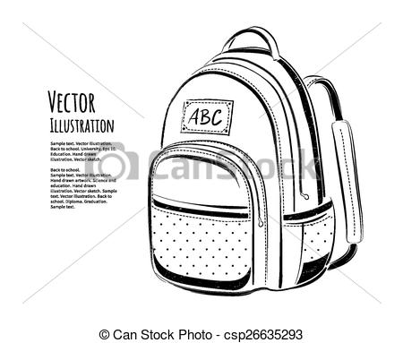 450x383 school bag hand drawn sketch of school bag - Bag Drawing