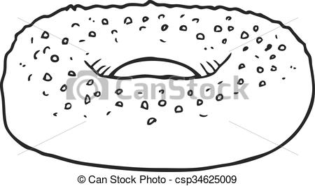 450x266 freehand drawn black and white cartoon bagel - Bagel Drawing
