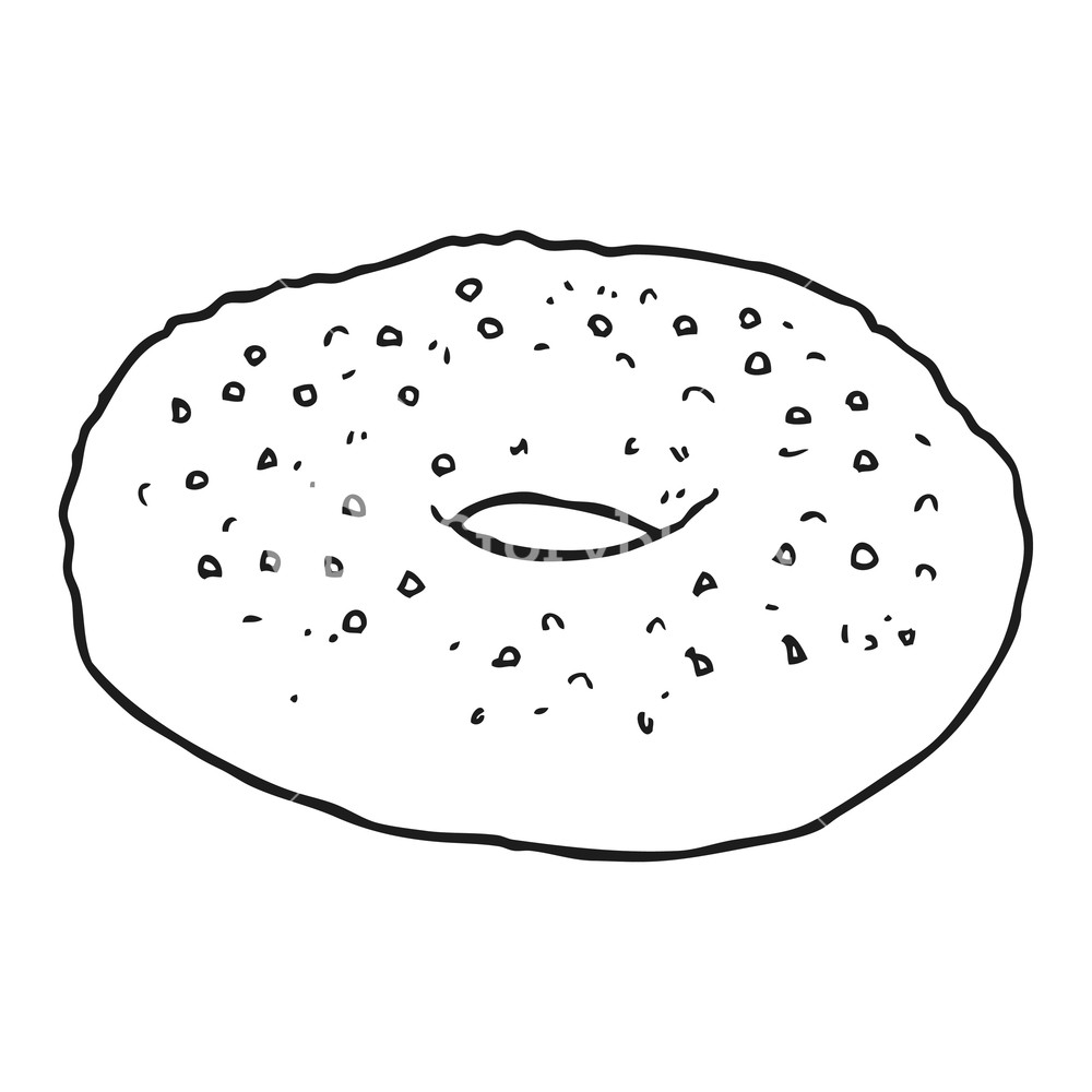 1000x1000 freehand drawn black and white cartoon bagel royalty free stock - Bagel Drawing