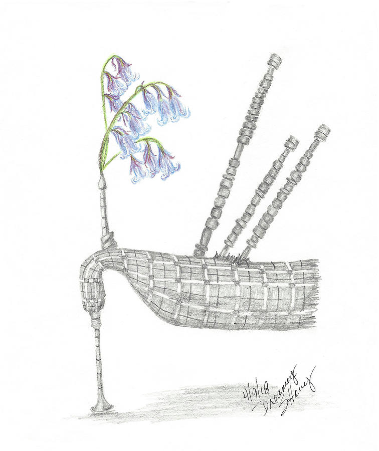 756x900 bagpipes and bluebells drawing - Bagpipes Drawing