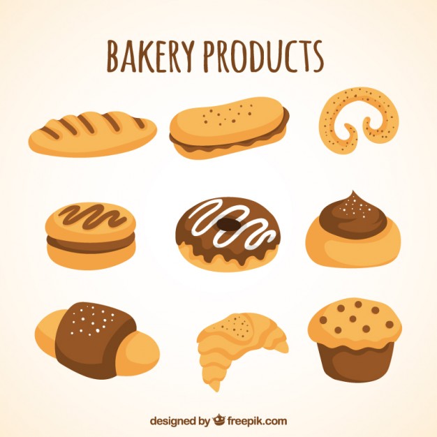 626x626 Drawing Bakery Product Collection Vector Free Download - Bakery Drawing