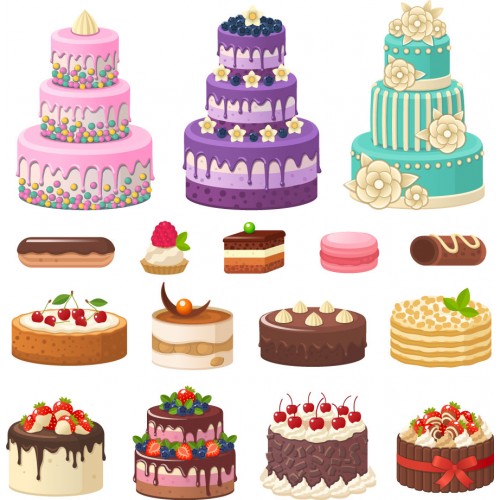 500x500 Hand Drawing Birthday Cakes Graphic Vector - Bakery Drawing