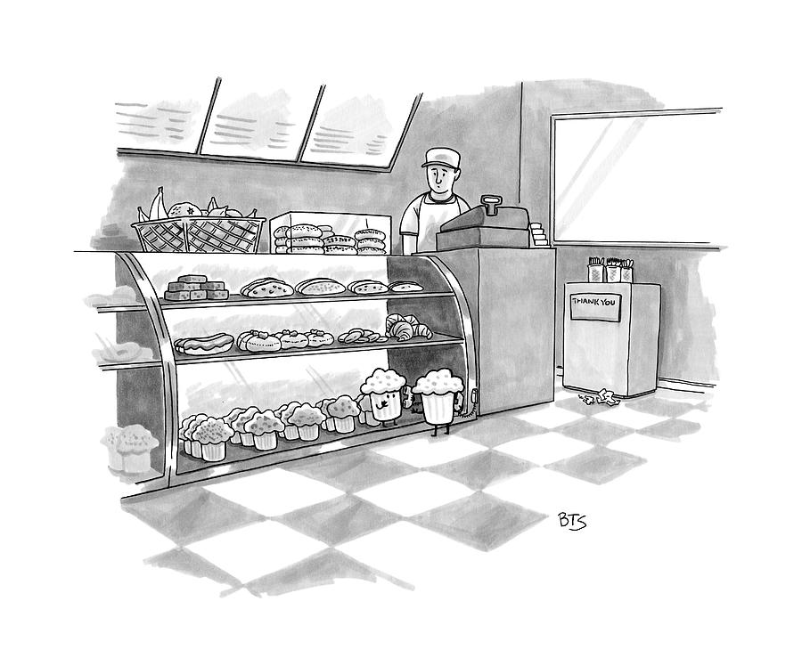 900x739 In A Bakery Drawing - Bakery Drawing
