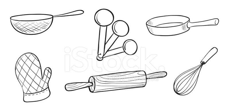 799x390 baking tools stock vector - Baking Tools Drawing
