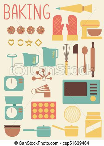337x470 baking tools equipment flat illustration illustration of baking - Baking Tools Drawing