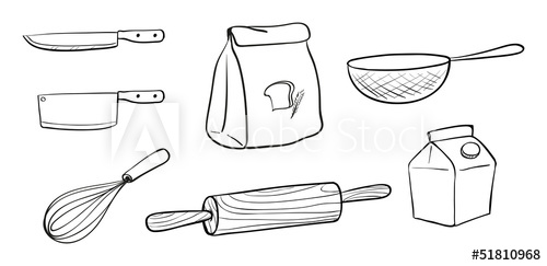 Baking Tools Drawing at PaintingValley.com | Explore collection of ...