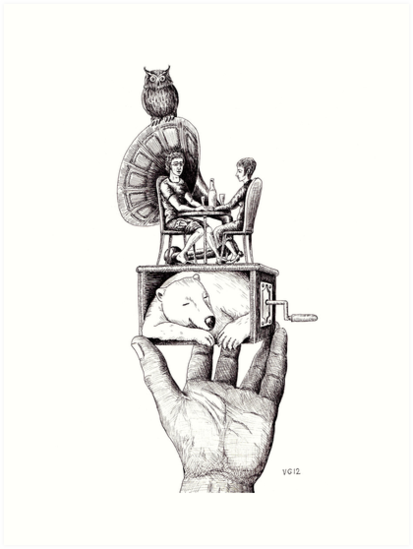 413x549 balance of love surreal pen ink black and white drawing art - Balance Drawing