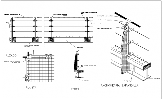 650x400 detail of balcony railing dwg - Balcony Drawing