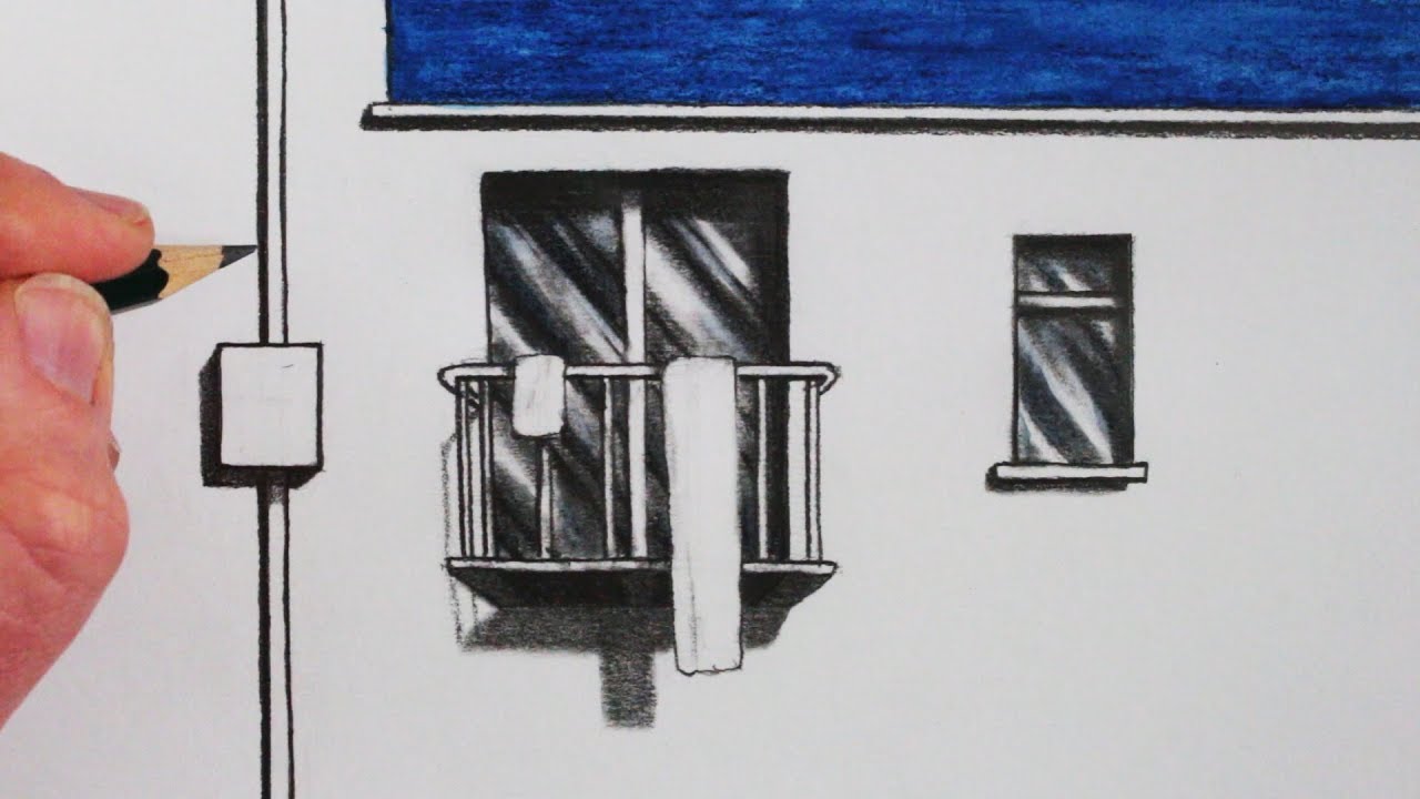 1280x720 how to draw buildings draw a balcony narrated tutorial - Balcony Drawing