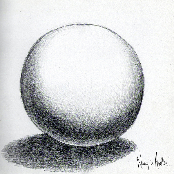 600x600 Ball With Shadow Drawing - Ball Drawing