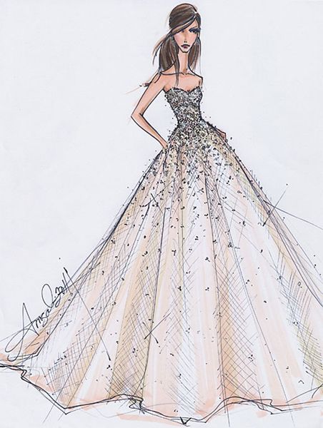 452x600 glitzy ball gown fashion sketch fashion sketches dress - Ball Gown Drawing
