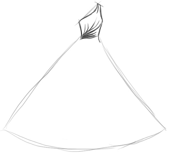 600x564 how to draw puffy ball gown - Ball Gown Drawing