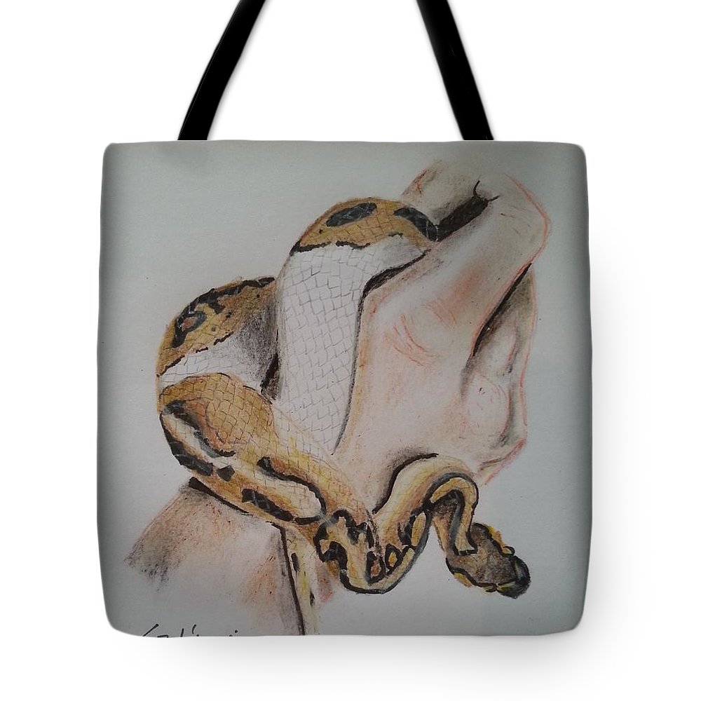 1000x1000 Ball Python In Hand Tote Bag For Sale - Ball Python Drawing