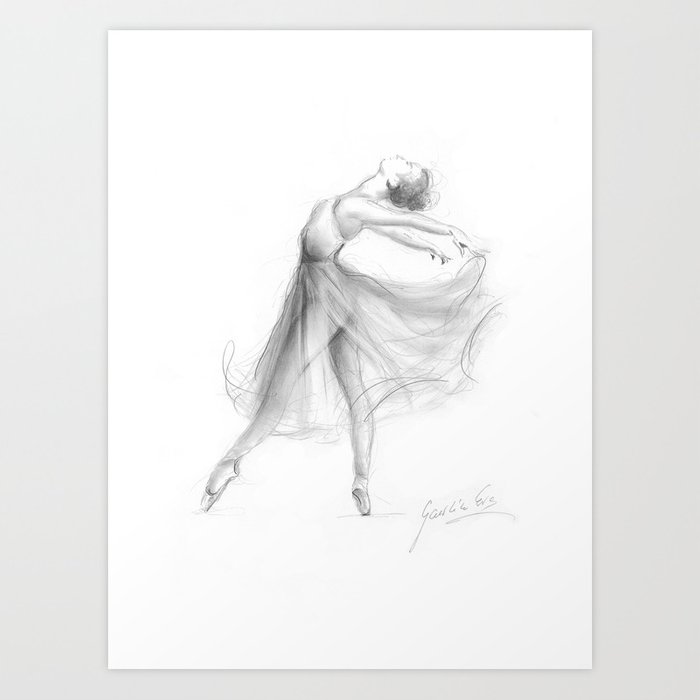 700x700 ballerina drawing, ballet dancer, pencil sketch art print - Ballerina Drawing