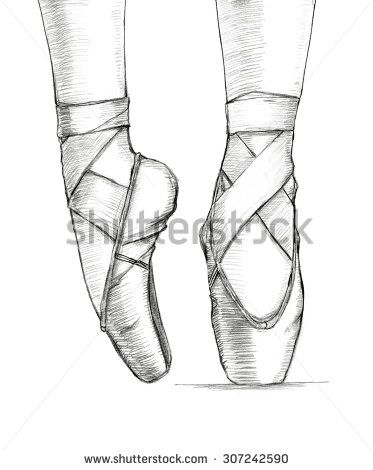 373x470 Hand Drawn Illustration Of Delicate Ballerina's Feet In Dancing - Ballerina Feet Drawing