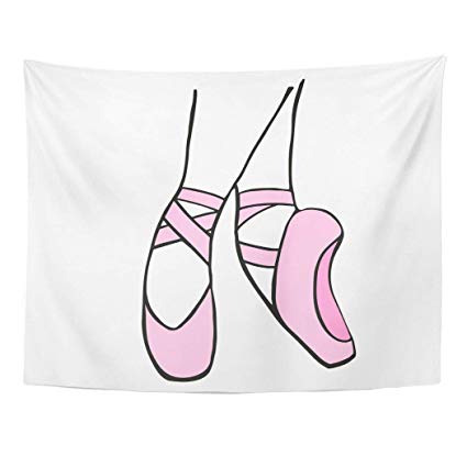 425x425 Emvency Wall Tapestry Vintage Pink Pointe Shoes Hand - Ballerina Feet Drawing