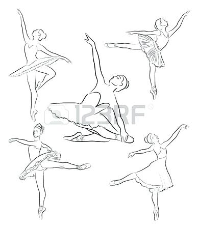 388x450 drawing of dancers illustration a simple the ballet on white - Ballerina Poses Drawing