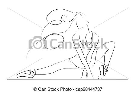 450x305 Sketch Of Girls Ballerina Standing In A Pose Isolated On White - Ballerina Poses Drawing