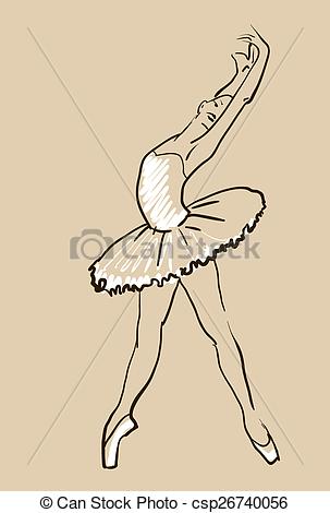 303x470 Vector Sketch Of Girls Ballerina Standing In A Pose - Ballerina Poses Drawing