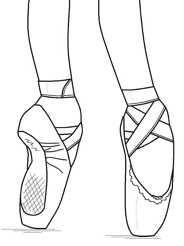 600x803 Ballet Shoe Coloring Pages Of Shoes - Ballerina Shoes Drawing