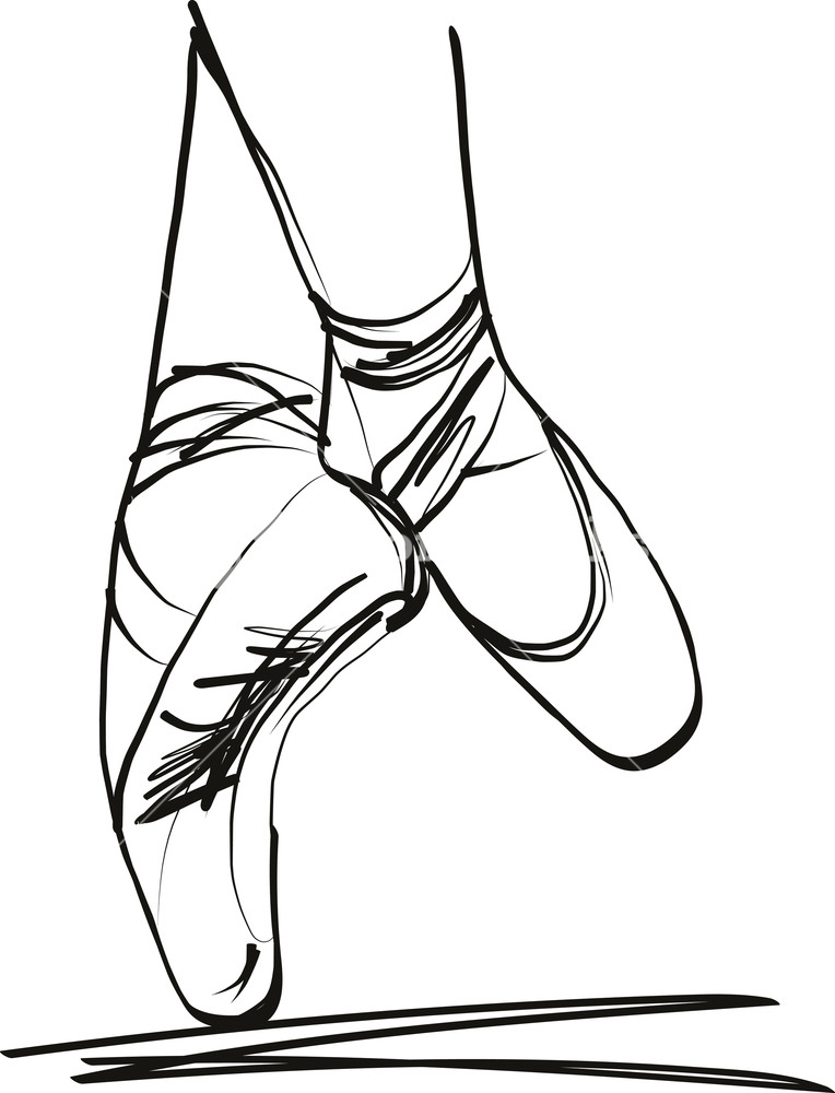 764x1000 Dance Ballerina Ballet Shoes Vector Illustration Royalty Free - Ballerina Shoes Drawing