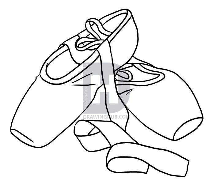 705x614 How To Draw Ballet Shoes, Step - Ballerina Shoes Drawing